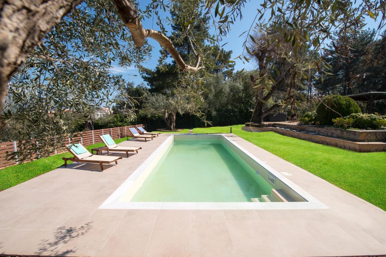 Spyrelia Villa With Private Pool & Outdoor Hot Tub Dassiá Eksteriør bilde